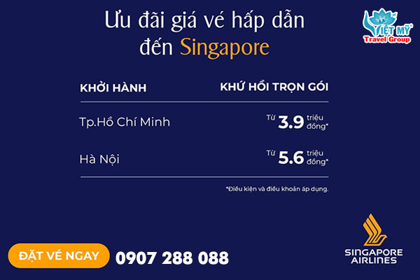 Singapore Airlines ưu đãi vé máy bay đi Singapore