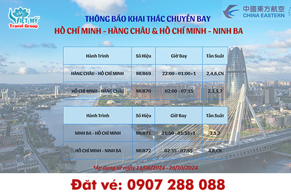 China Eastern mở đường bay TP.HCM - Hàng Châu & Ninh Ba