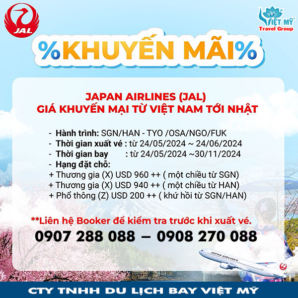 Japan Airlines ưu đãi vé máy bay Việt Nam - Nhật Bản