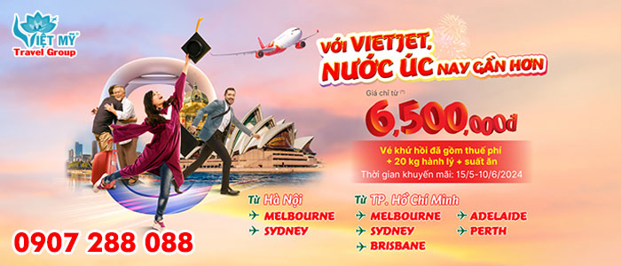Vietjet Air ưu đãi vé tặng hành lý và suất ăn đi Úc