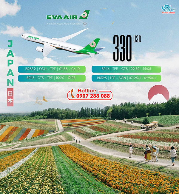 EVA AIR ưu đãi vé máy bay khứ hồi đi Sapporo Nhật Bản