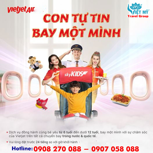 Vietjet Air mở bán vé dịch vụ SkyKid cho trẻ bay 1 mình