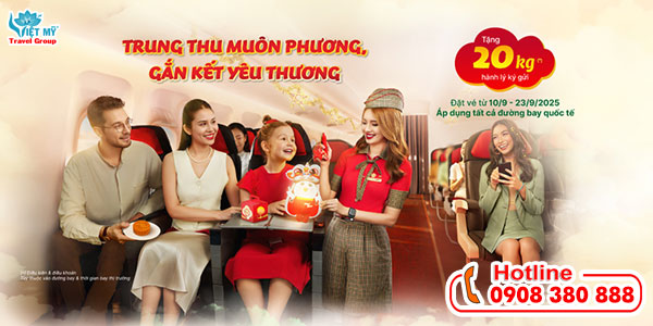 Vietjet Air ưu đãi đi Quốc tế dịp Trung Thu