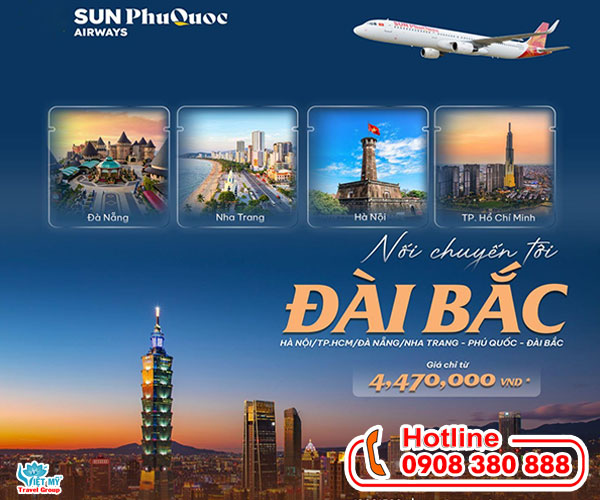 Sun PhuQuoc Airways ưu đãi vé nối chuyến tới Đài Loan