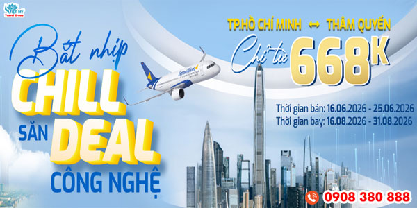 Vietravel Airlines ưu đãi vé TP.HCM - Thâm Quyến