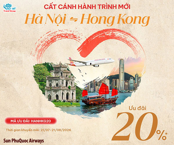 Sun PhuQuoc Airways ưu đãi vé Hà Nội - Hong Kong