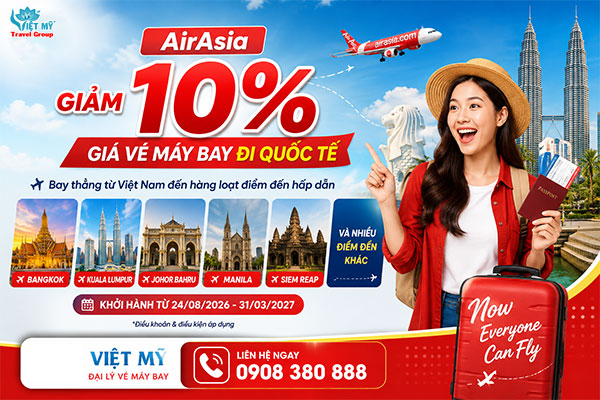 AirAsia giảm 10% giá vé máy bay đi quốc tế