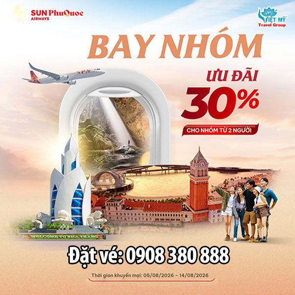 Sun PhuQuoc Airways﻿ ưu đãi bay nhóm nội địa