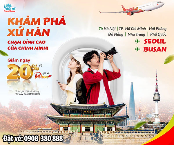 Vietjet Air giảm 20% giá vé đi Hàn Quốc