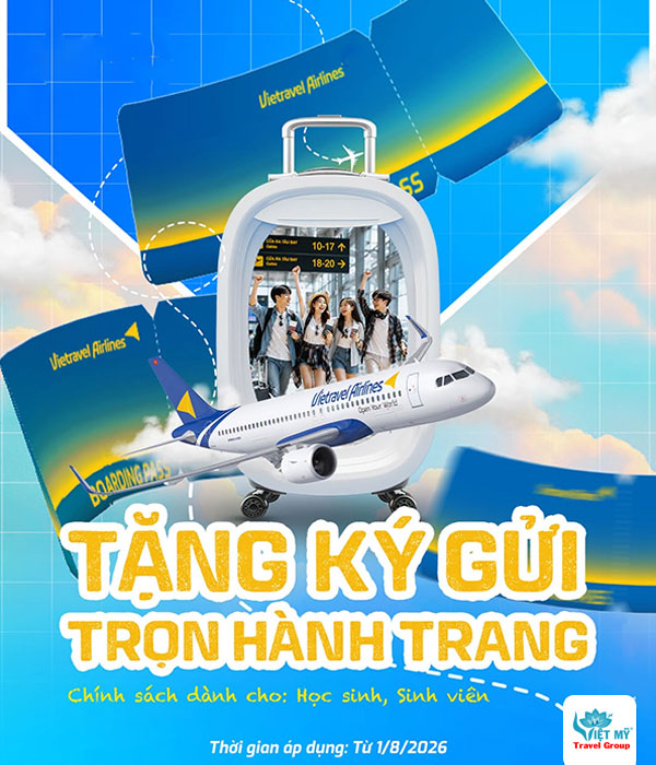 Vietravel Airlines tặng hành lý ký gửi cho sinh viên
