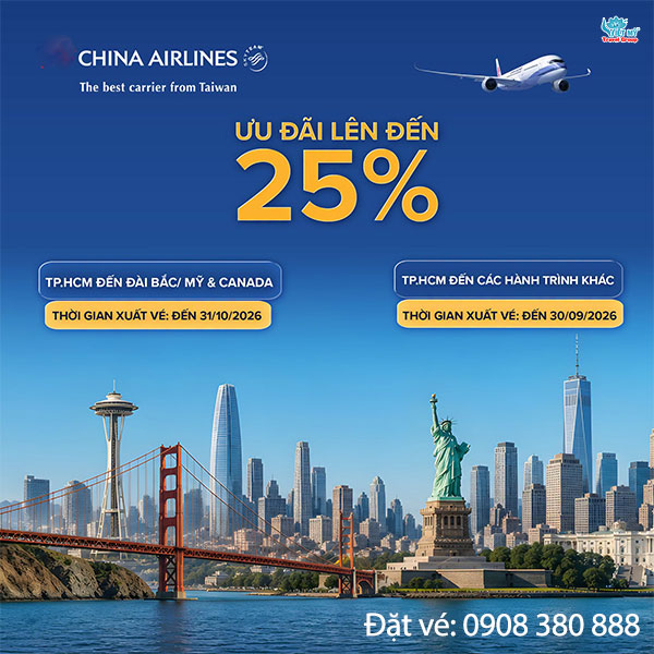 China Airlines ưu đãi vé máy bay mùa Đông 2027
