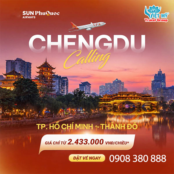 Sun PhuQuoc Airways ưu đãi vé TP.HCM - Thành Đô