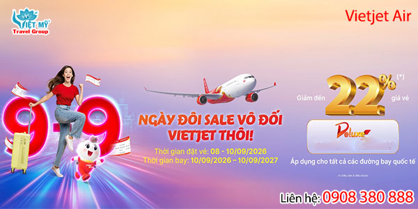 Vietjet giảm 22% vé quốc tế nhân ngày 9/9