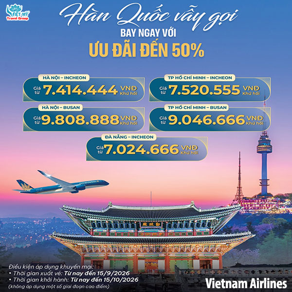 Vietnam Airlines khuyến mãi vé đi Hàn Quốc