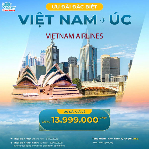 Vietnam Airlines ưu đãi vé cuối năm đi Úc