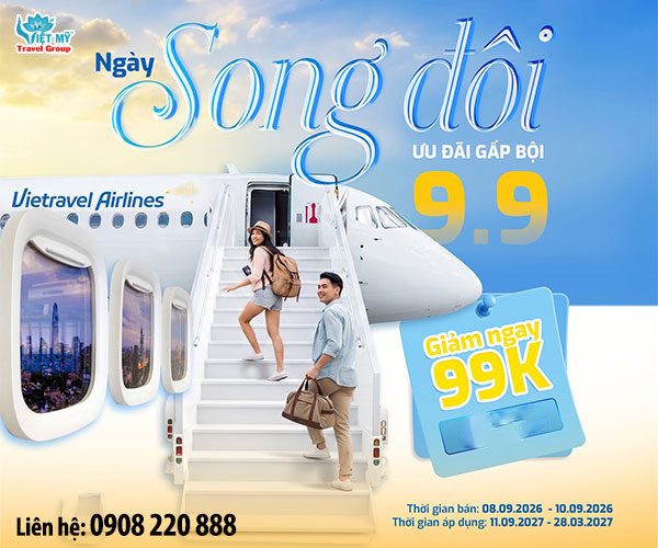 Vietravel Airlines ưu đãi ngày Song đôi 9/9