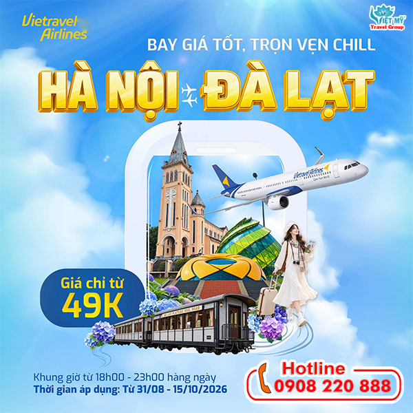 Vietravel Airlines ưu đãi vé Hà Nội - Đà Lạt