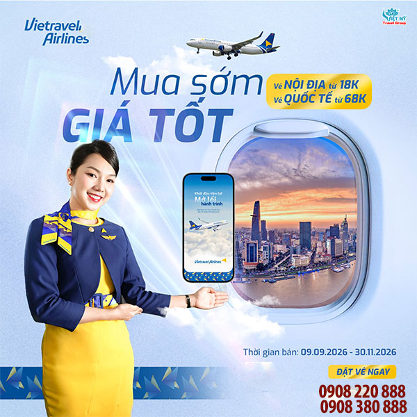 Vietravel Airlines﻿ ưu đãi vé mua sớm giá tốt