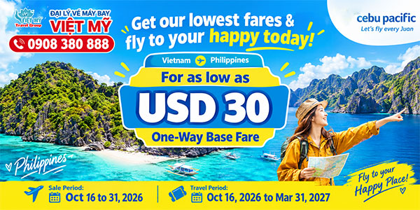 Cebu Pacific ưu đãi vé đi Philippines