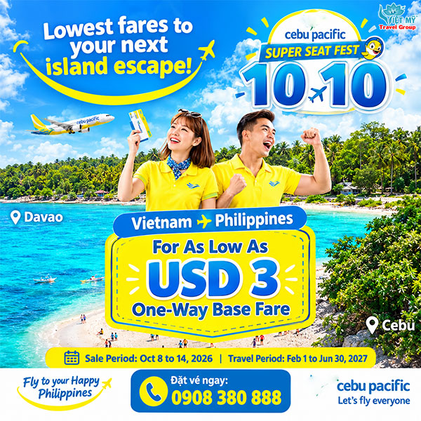 Cebu Pacific ưu đãi vé ngày đôi 10/10