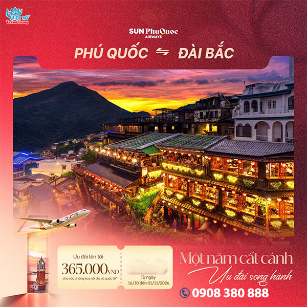 Sun PhuQuoc Airways ưu đãi 1 tuổi đi Đài Bắc
