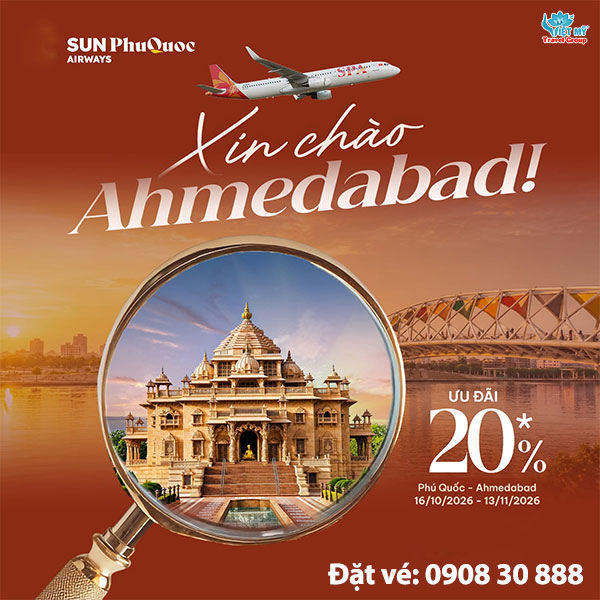Sun PhuQuoc Airways﻿ ưu đãi vé đi Ahmedabad