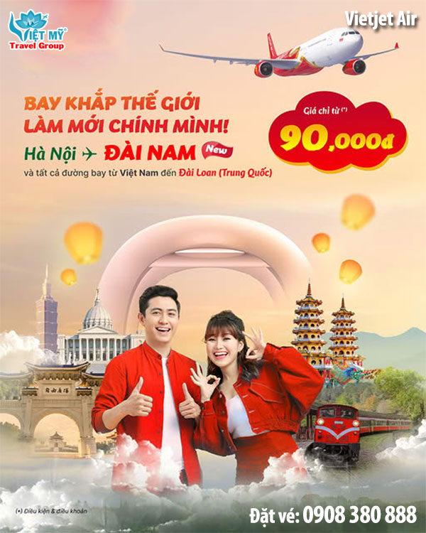 Vietjet Air ưu đãi vé máy bay đi Đài Nam