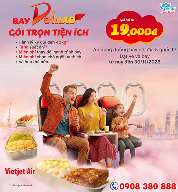 Vietjet ưu đãi vé Deluxe chỉ từ 19K