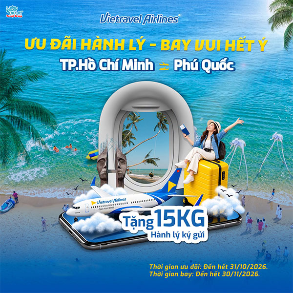 Vietravel Airlines ưu đãi hành lý đi Phú Quốc